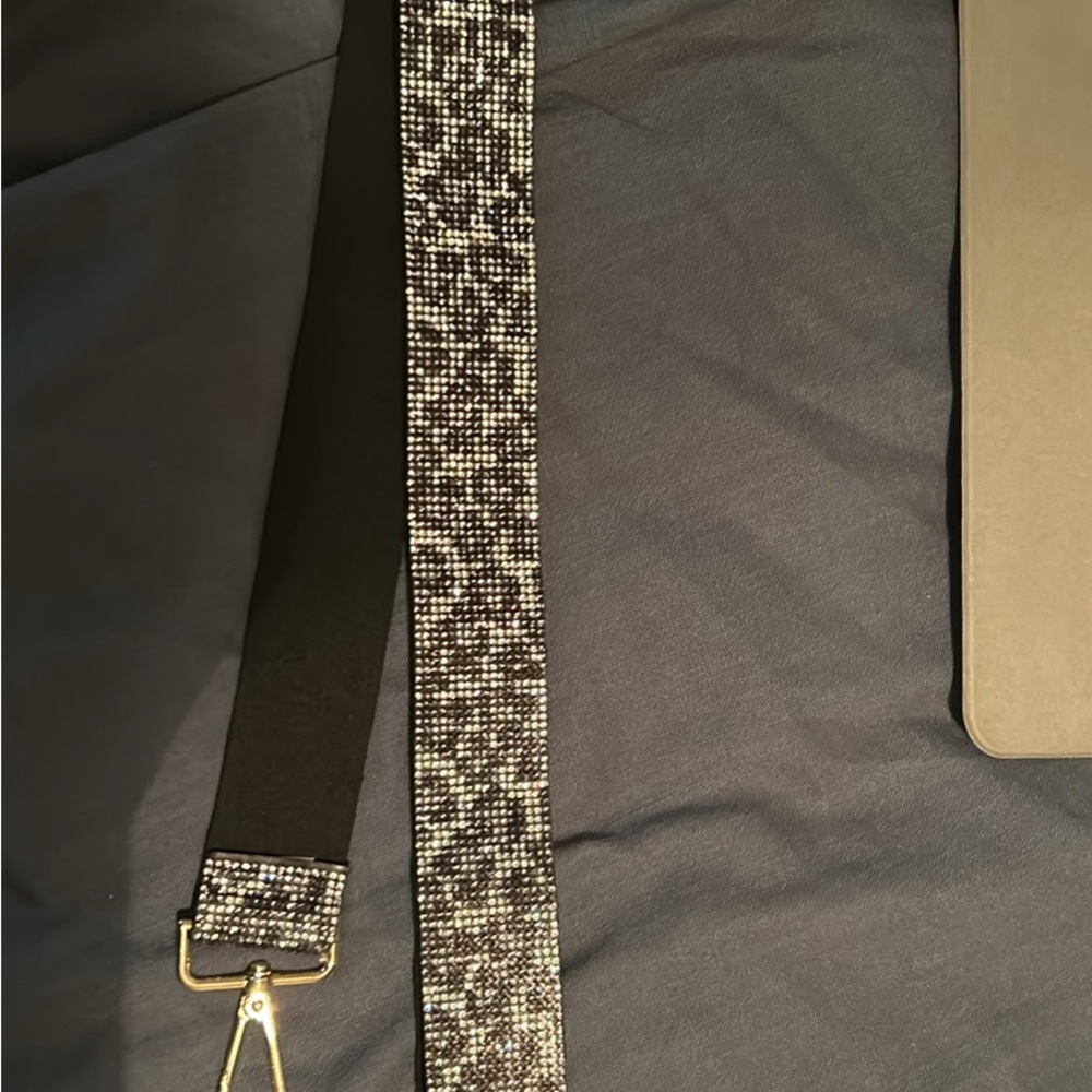 Crystal- bling leopard purse strap with gold hardware